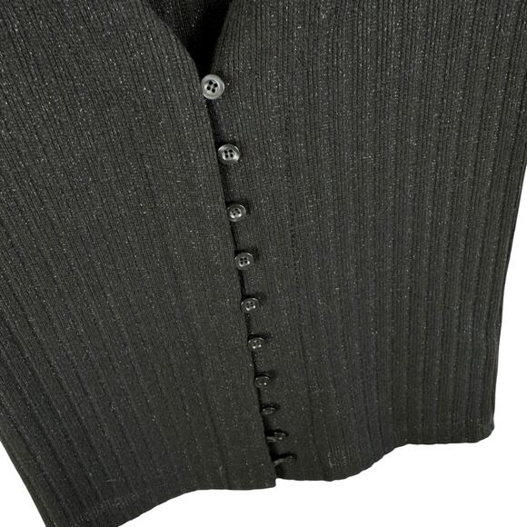 Maeve By Anthropologie Black Gold Shimmer V-Neck Light Button Up Cardi Size XS - Picture 3 of 6